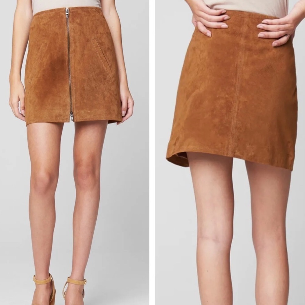 GUC Blank NYC Leather A-Line Brown Alder Mini Skirt